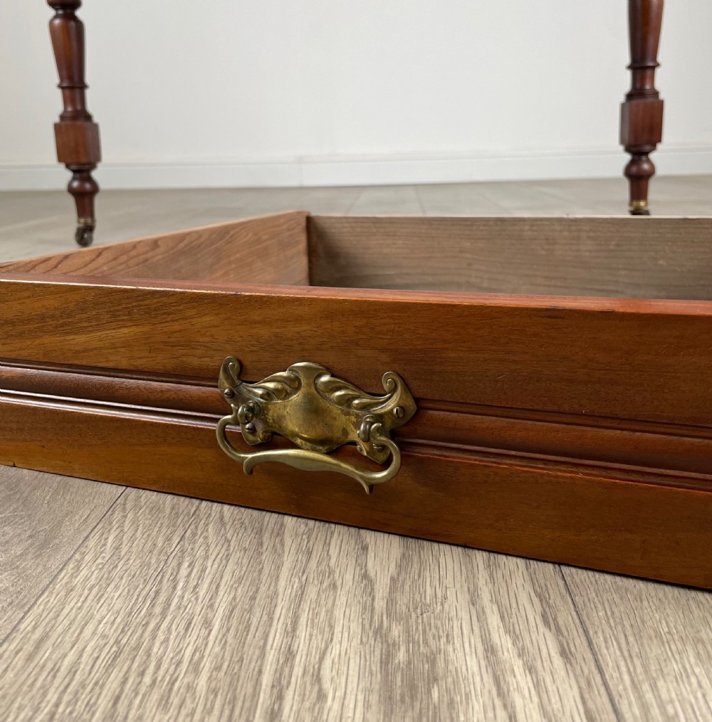 Antique 20th Century Leather Top Writing Table In Mahogany View XI