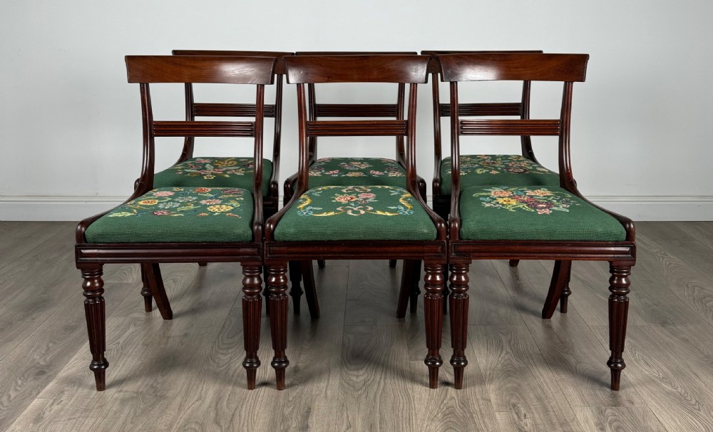 Antique 18th Century Set Of 6 Mahogany Dining Chairs