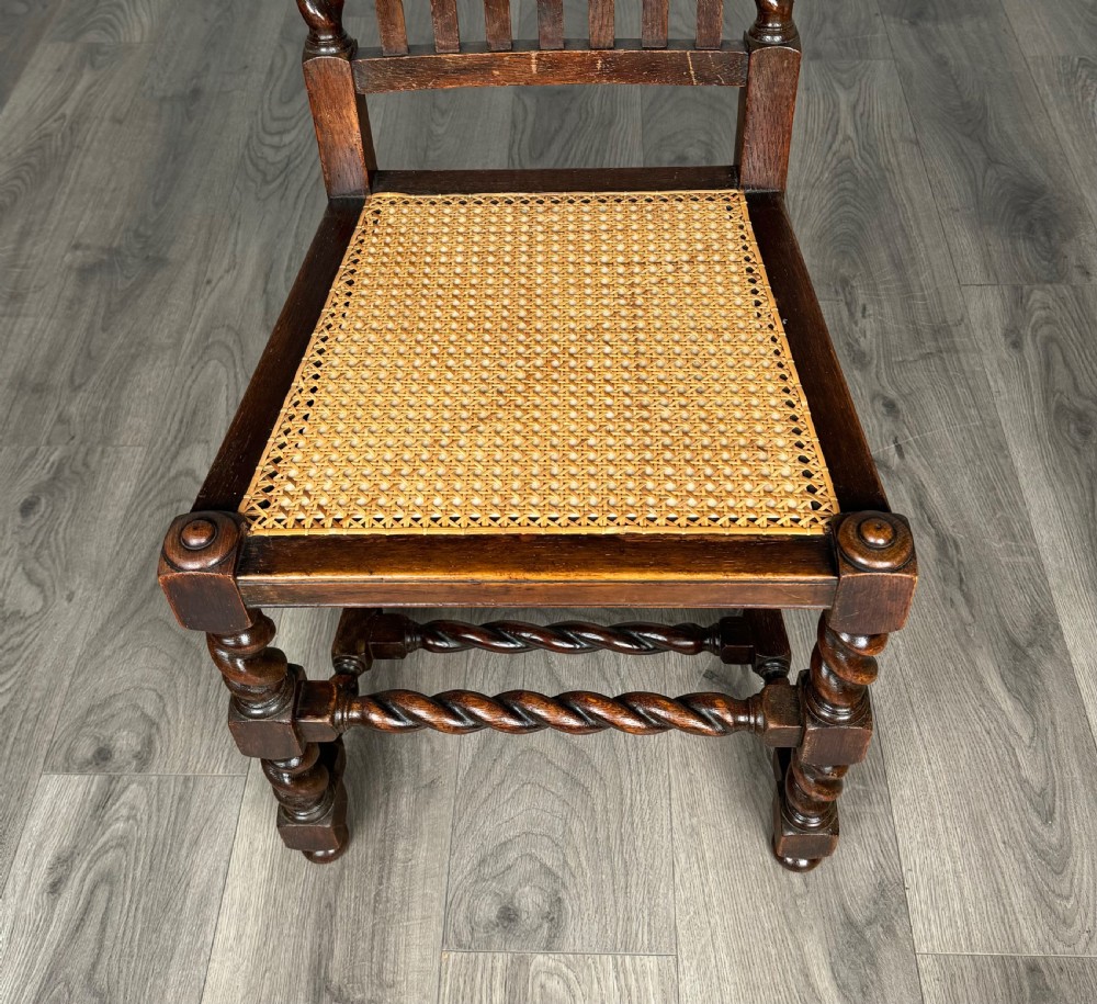 xAntique 20th Century Set Of 4 Barley Twist Dining Chairs In Oak View VI