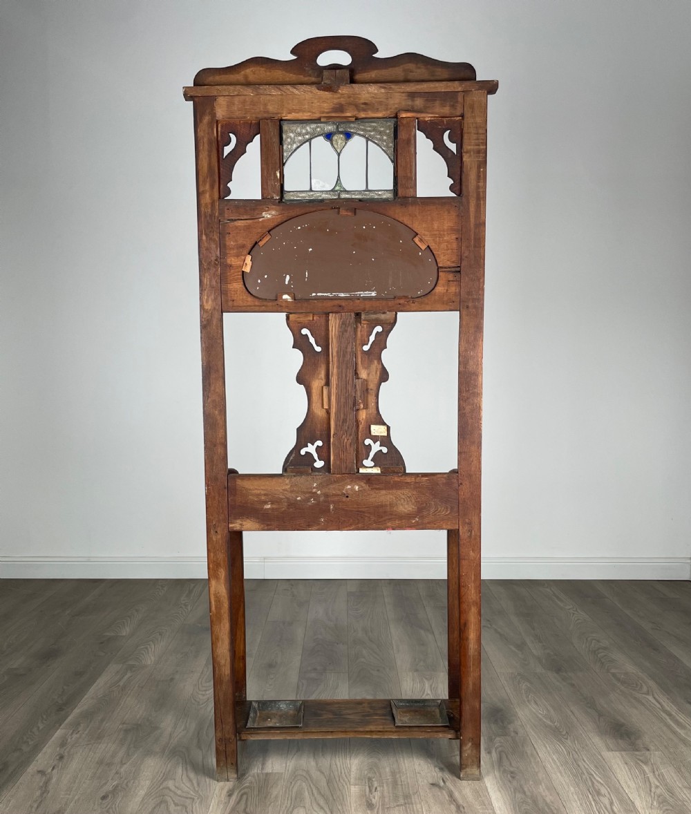 Antique 20th Century Art Nouveau Style Hall Stand In Oak View IV