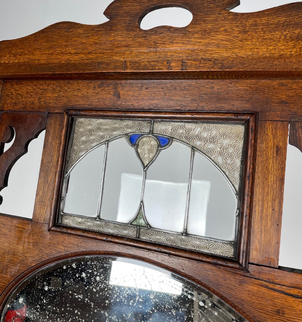 Antique 20th Century Art Nouveau Style Hall Stand In Oak View VII