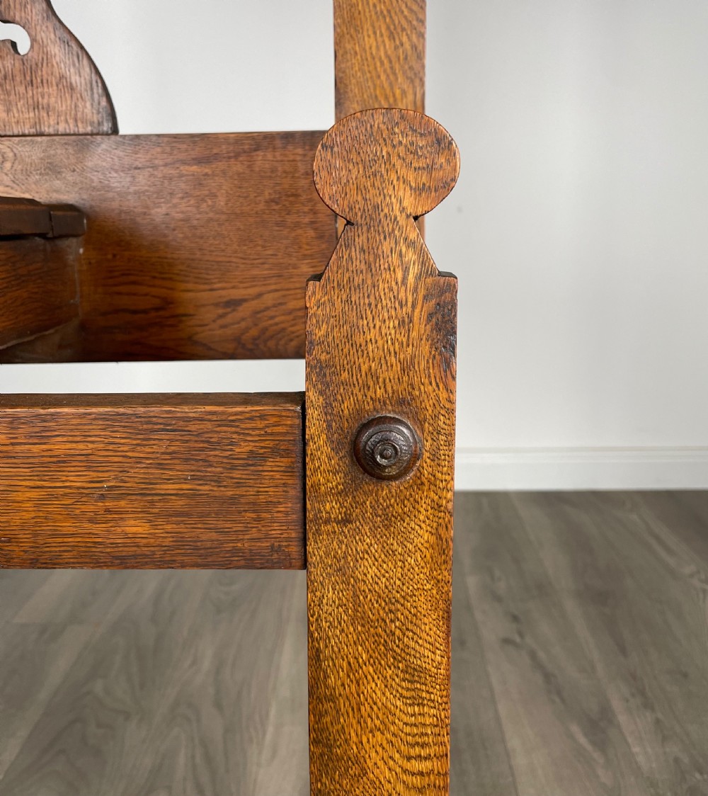 Antique 20th Century Art Nouveau Style Hall Stand In Oak View IX