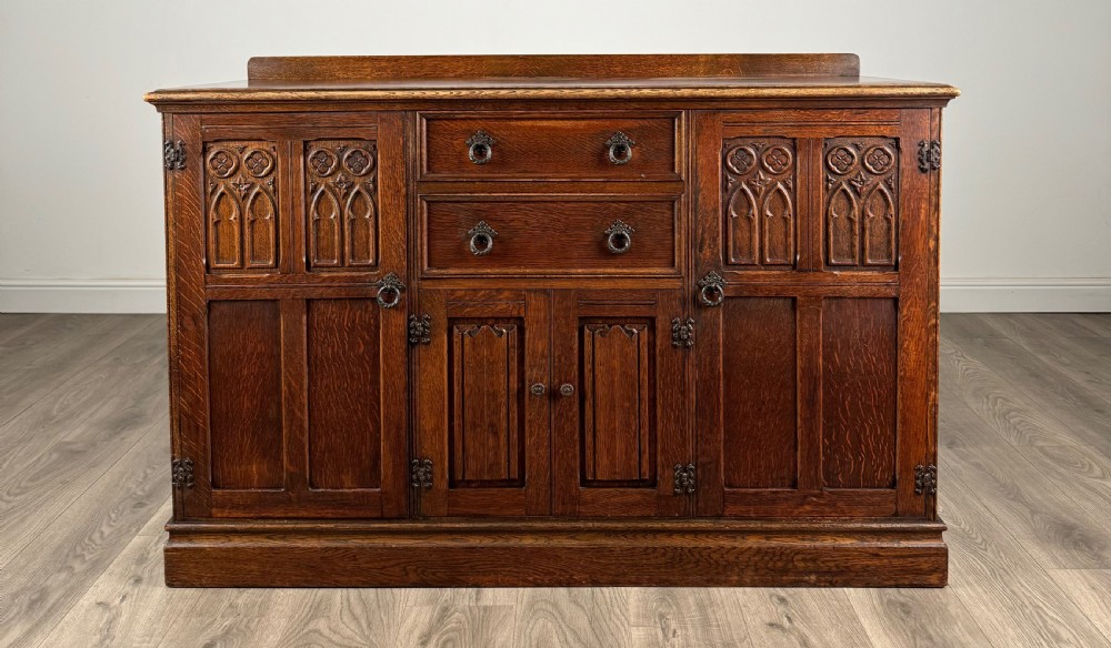 Antique 20th Century Carved Oak Sideboard