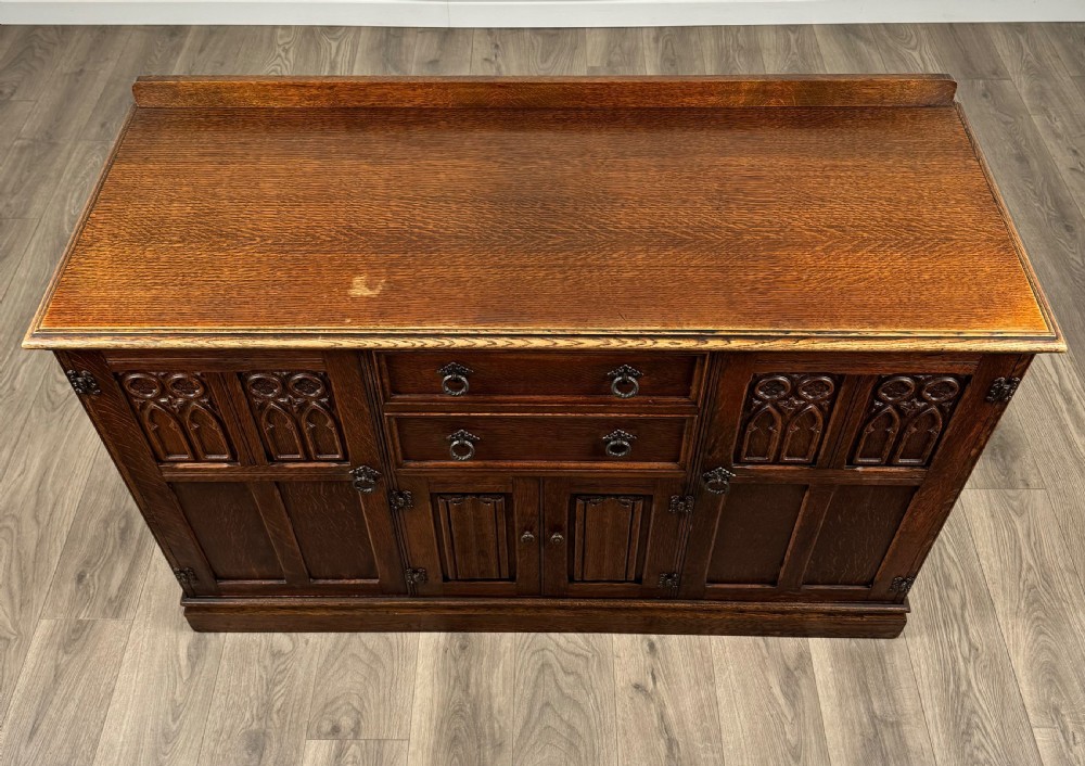 Antique 20th Century Carved Oak Sideboard View IX