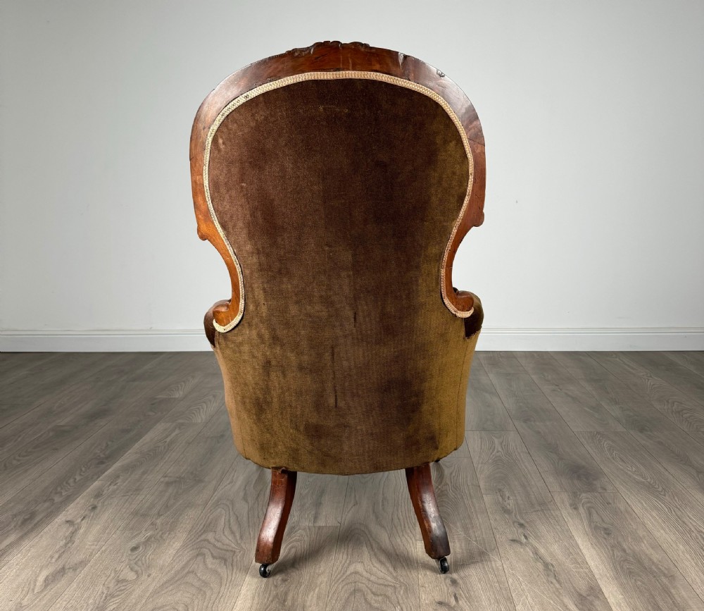 Antique 19th Century Button Back Armchair In Mahogany View III