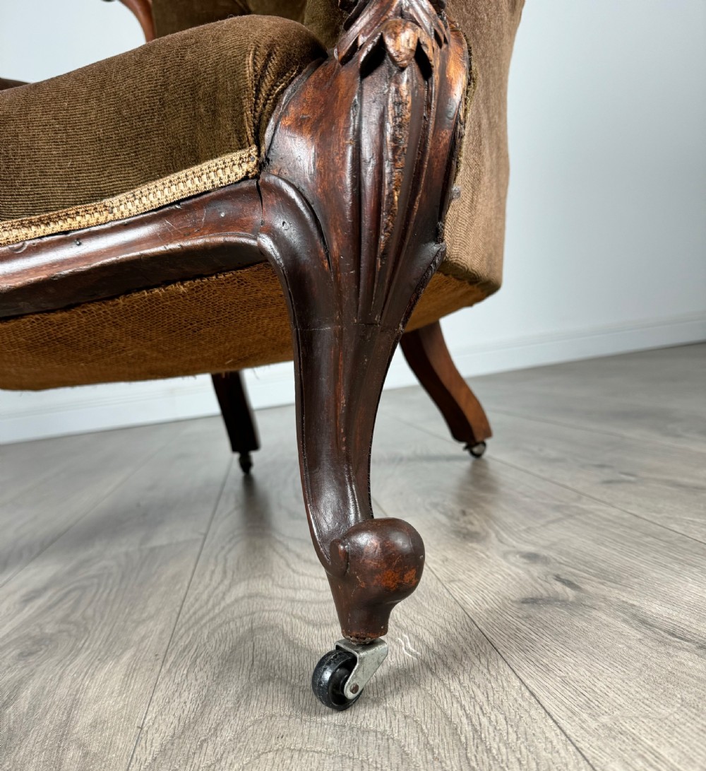 Antique 19th Century Button Back Armchair In Mahogany View VIII