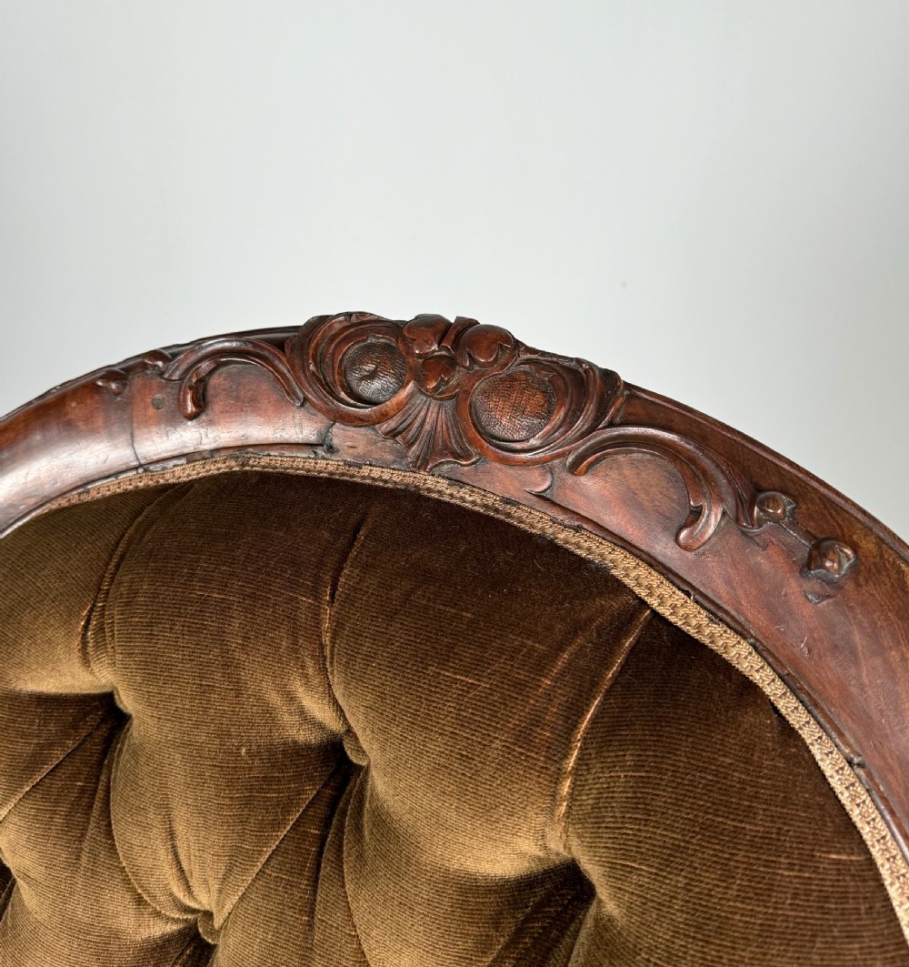 Antique 19th Century Button Back Armchair In Mahogany View IX