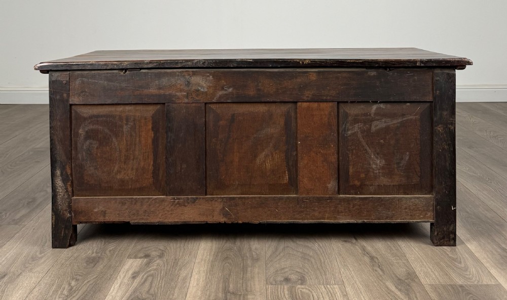 Antique 18th Century Carved Blanket Box In Oak View V