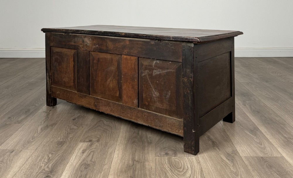 Antique 18th Century Carved Blanket Box In Oak View VI