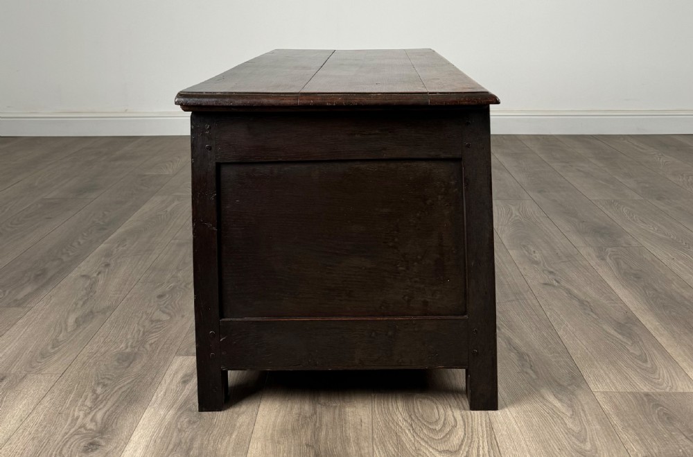Antique 18th Century Carved Blanket Box In Oak View VII