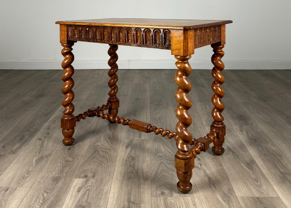 Antique 20th Century Barley Twist Side Table In Golden Oak View II