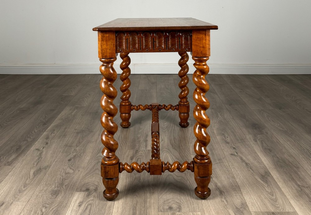 Antique 20th Century Barley Twist Side Table In Golden Oak View III