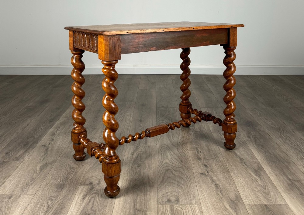 Antique 20th Century Barley Twist Side Table In Golden Oak View IV