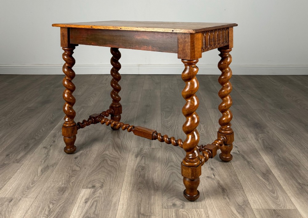 Antique 20th Century Barley Twist Side Table In Golden Oak View VI