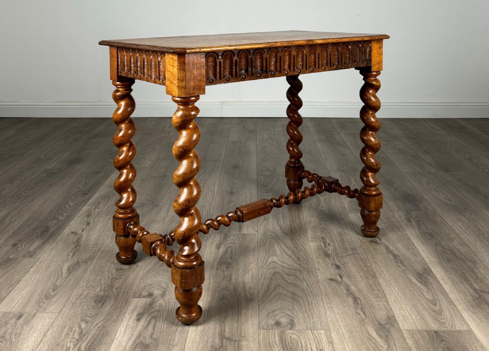 Antique 20th Century Barley Twist Side Table In Golden Oak View VIII