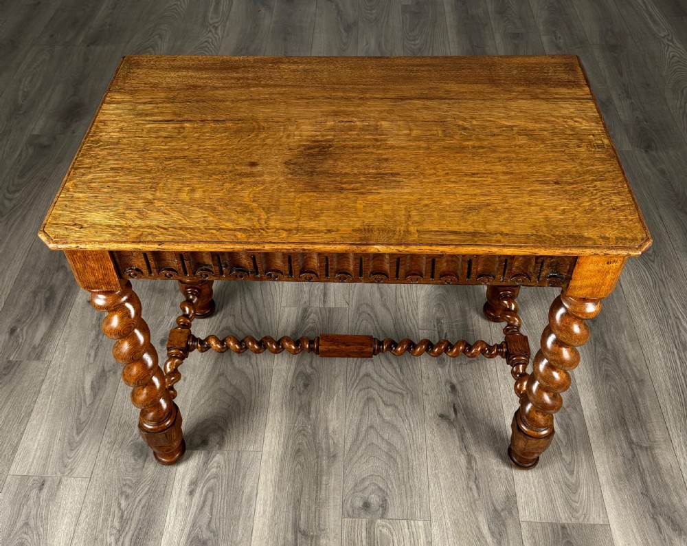 Antique 20th Century Barley Twist Side Table In Golden Oak View IX