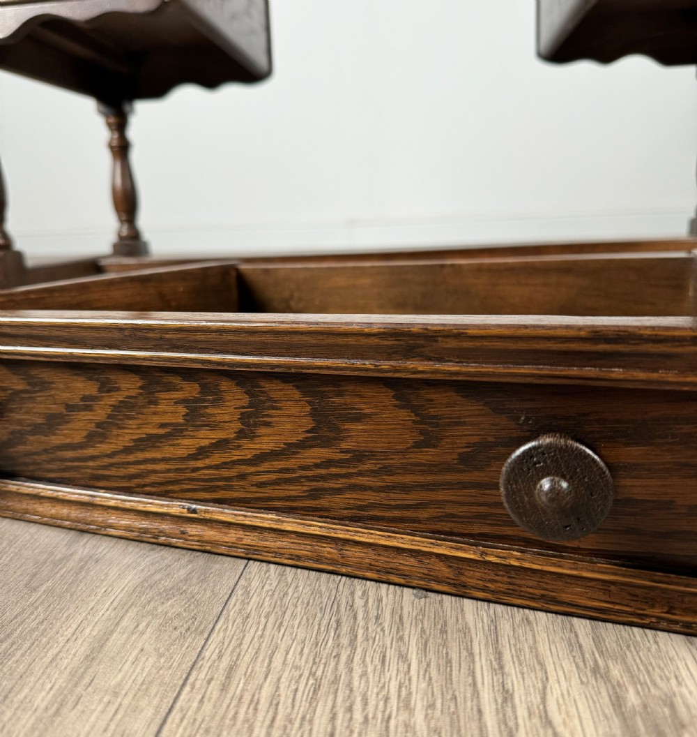 Antique 20th Century Leather Top Writing Desk In Oak View XI