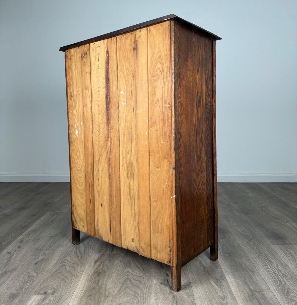 Antique 20th Century Carved Oak Wardrobe Of Small Proportion View VII