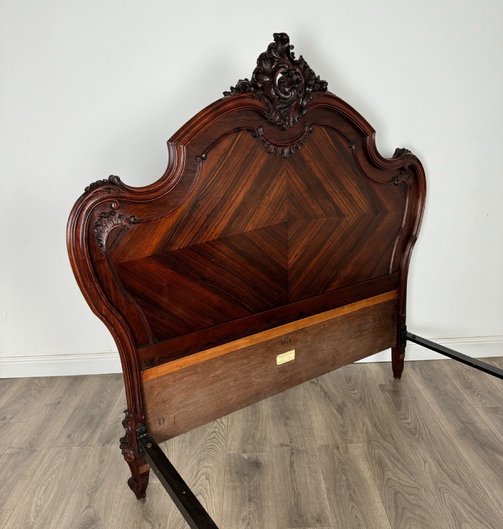 Antique 19th Century French Double Bed In Rosewood View II