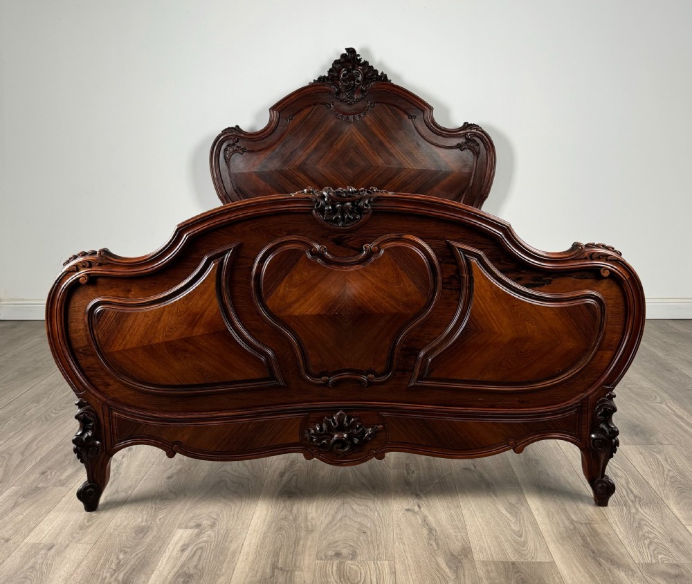 Antique 19th Century French Double Bed In Rosewood View V