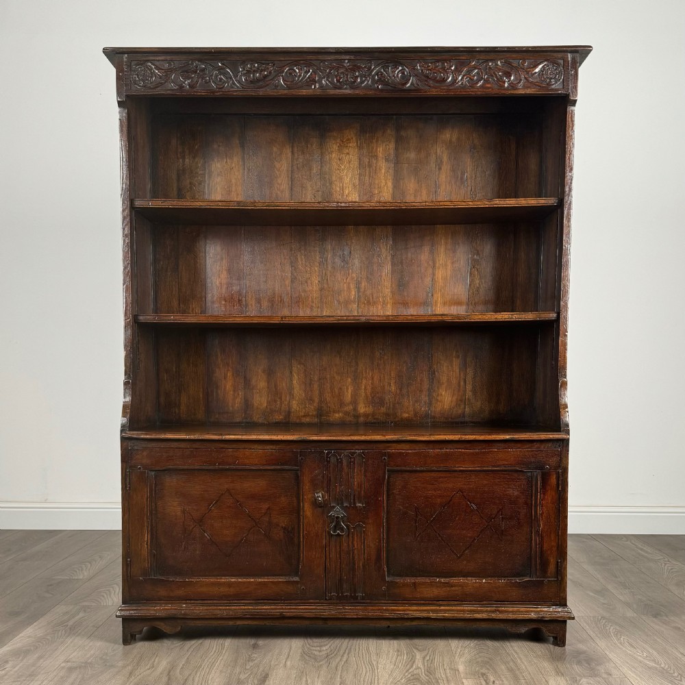 Antique 20th Century Carved Oak Bookcase 
