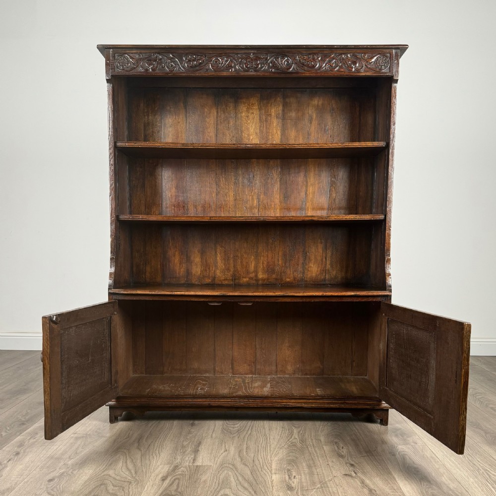 Antique 20th Century Carved Oak Bookcase 
 View II