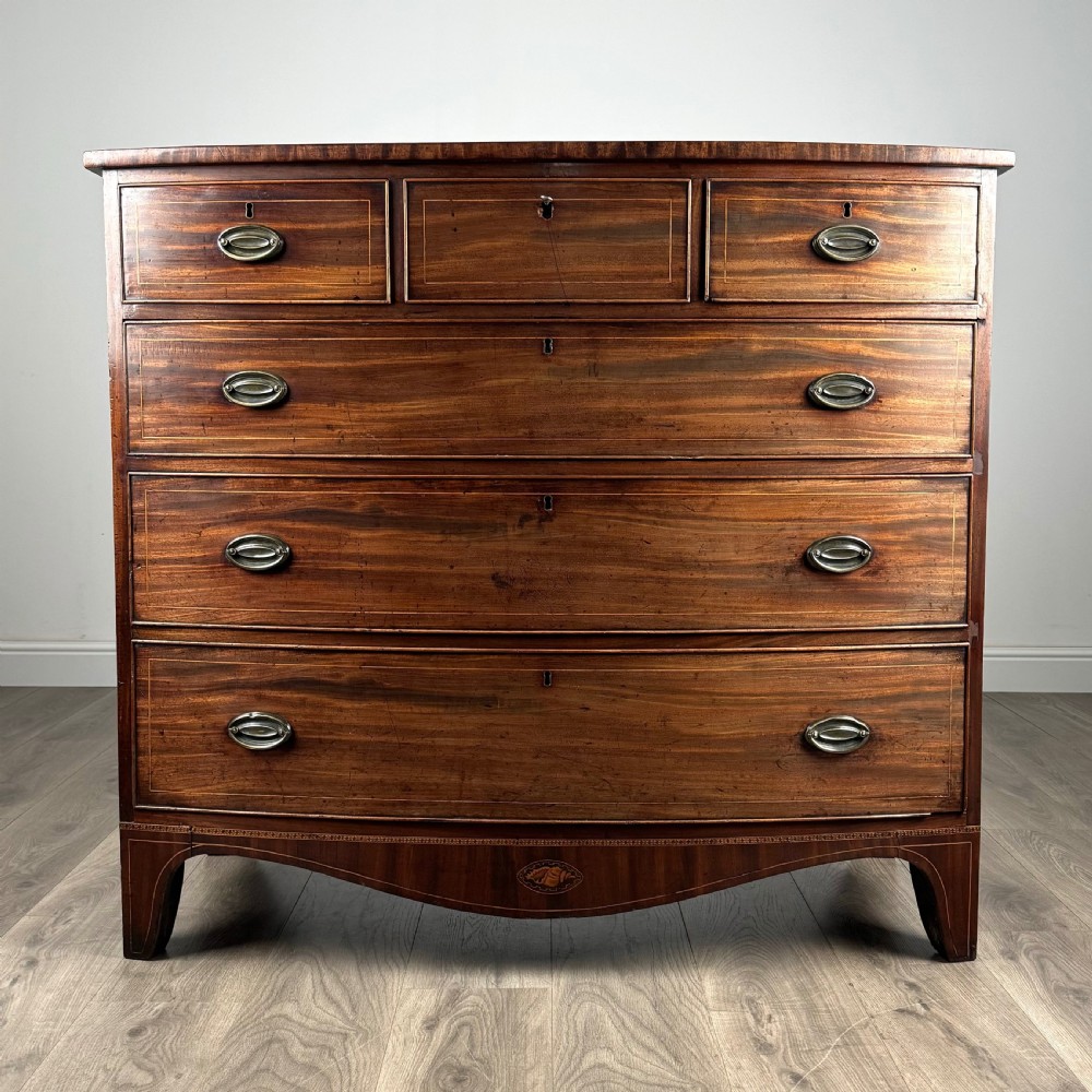  Antique 18th Century Bow Front Chest Of Drawers
