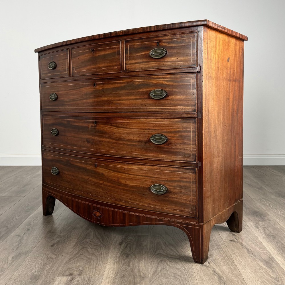  Antique 18th Century Bow Front Chest Of Drawers View II