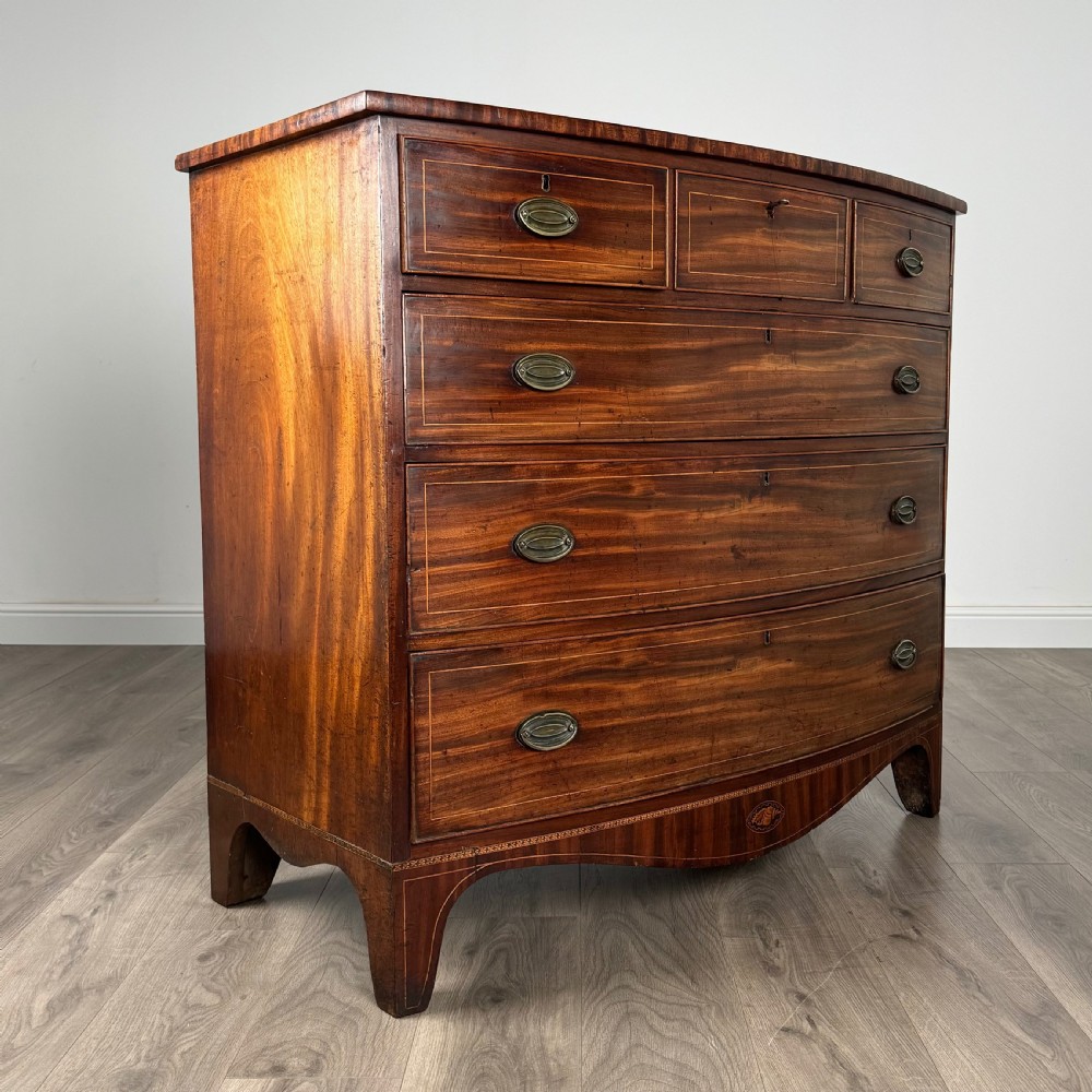  Antique 18th Century Bow Front Chest Of Drawers View IX