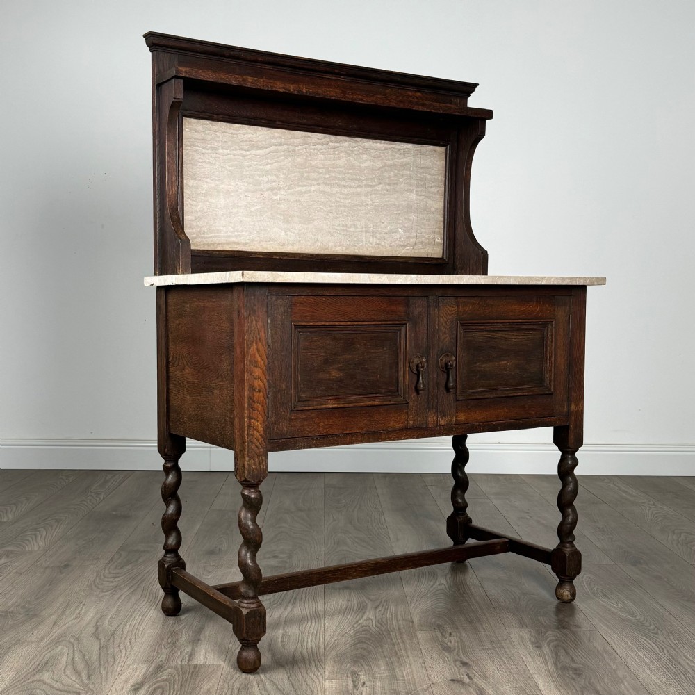 Antique 20th Century Washstand In Oak View IX