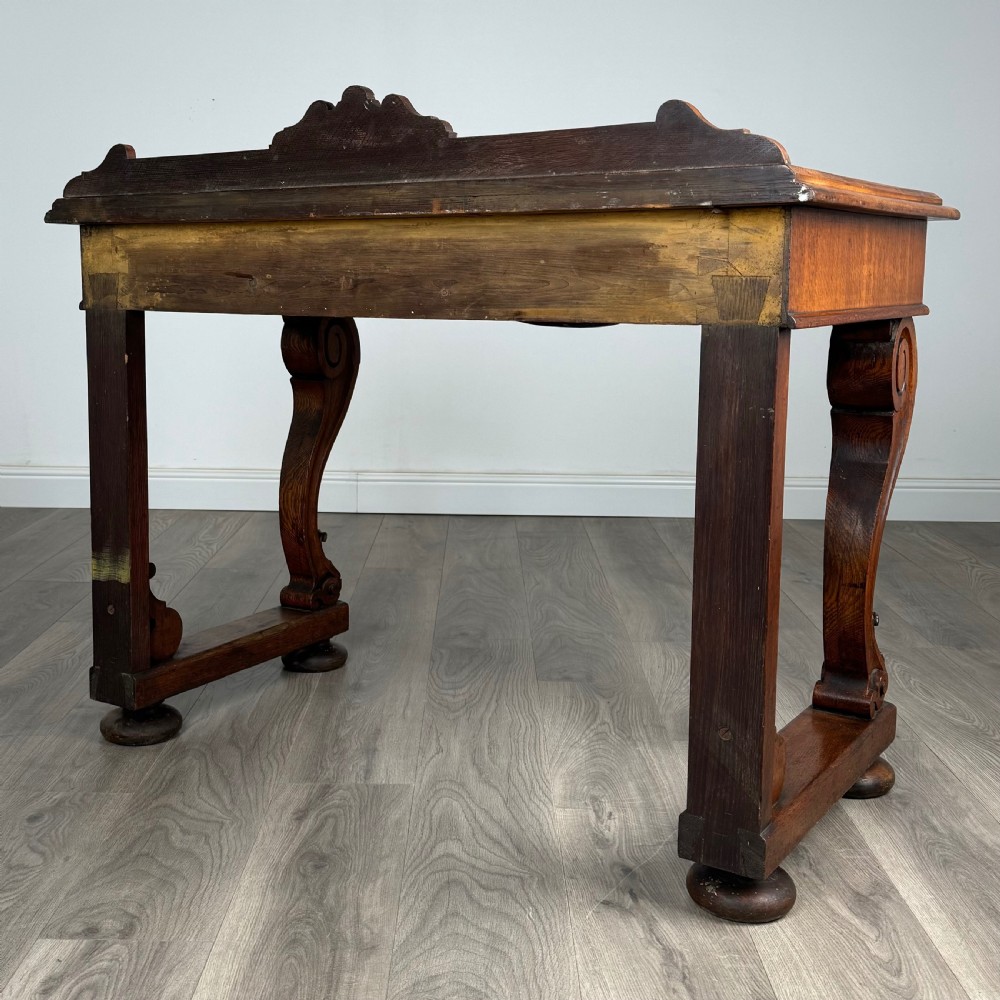 Antique 19th Century Console Table / Side Table In Oak  View VI