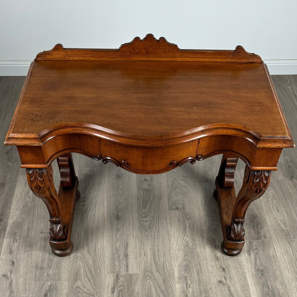 Antique 19th Century Console Table / Side Table In Oak  View IX
