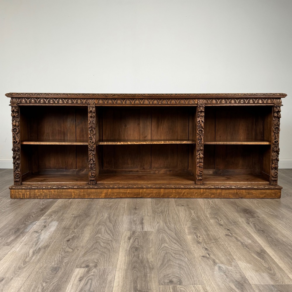 Antique 19th Century Large Carved Oak Bookcase