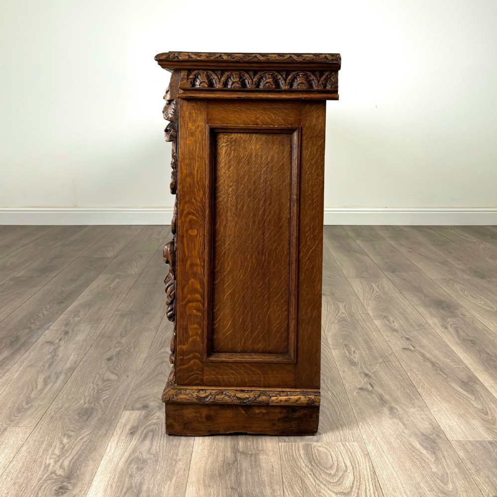 Antique 19th Century Large Carved Oak Bookcase View III