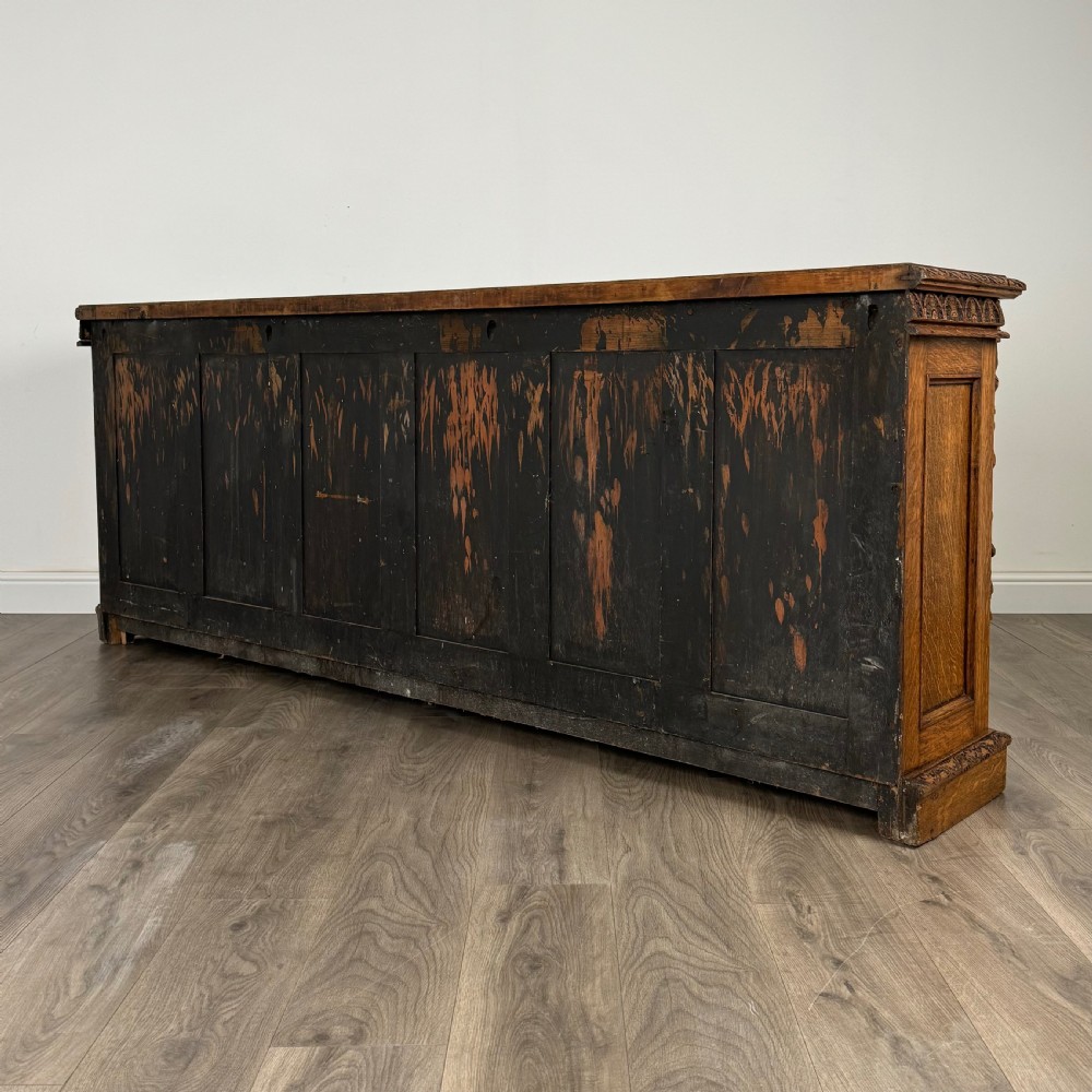 Antique 19th Century Large Carved Oak Bookcase View VI