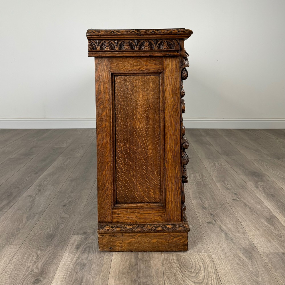 Antique 19th Century Large Carved Oak Bookcase View VII