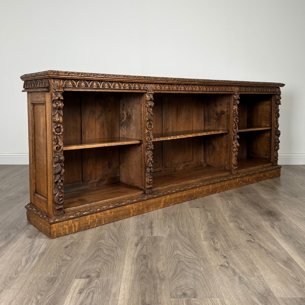 Antique 19th Century Large Carved Oak Bookcase View VIII