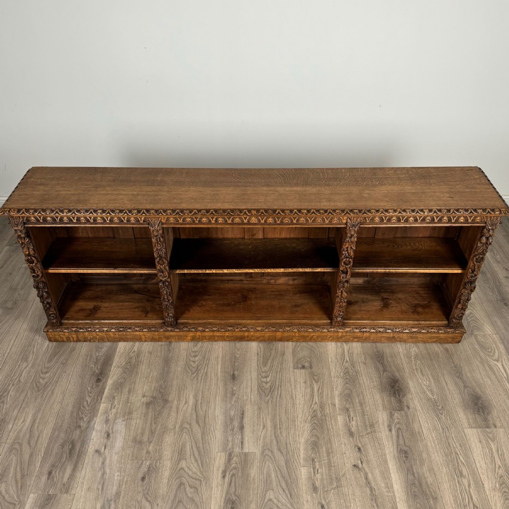 Antique 19th Century Large Carved Oak Bookcase View IX