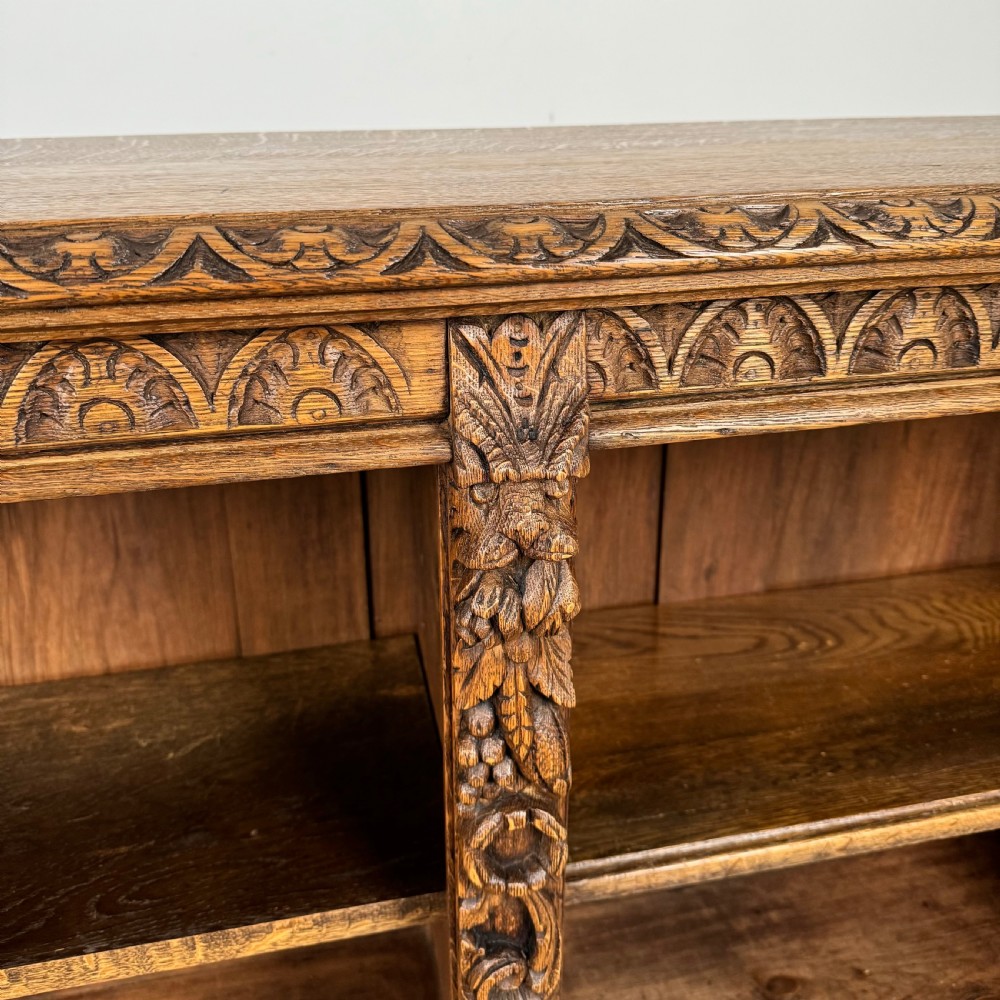Antique 19th Century Large Carved Oak Bookcase View X