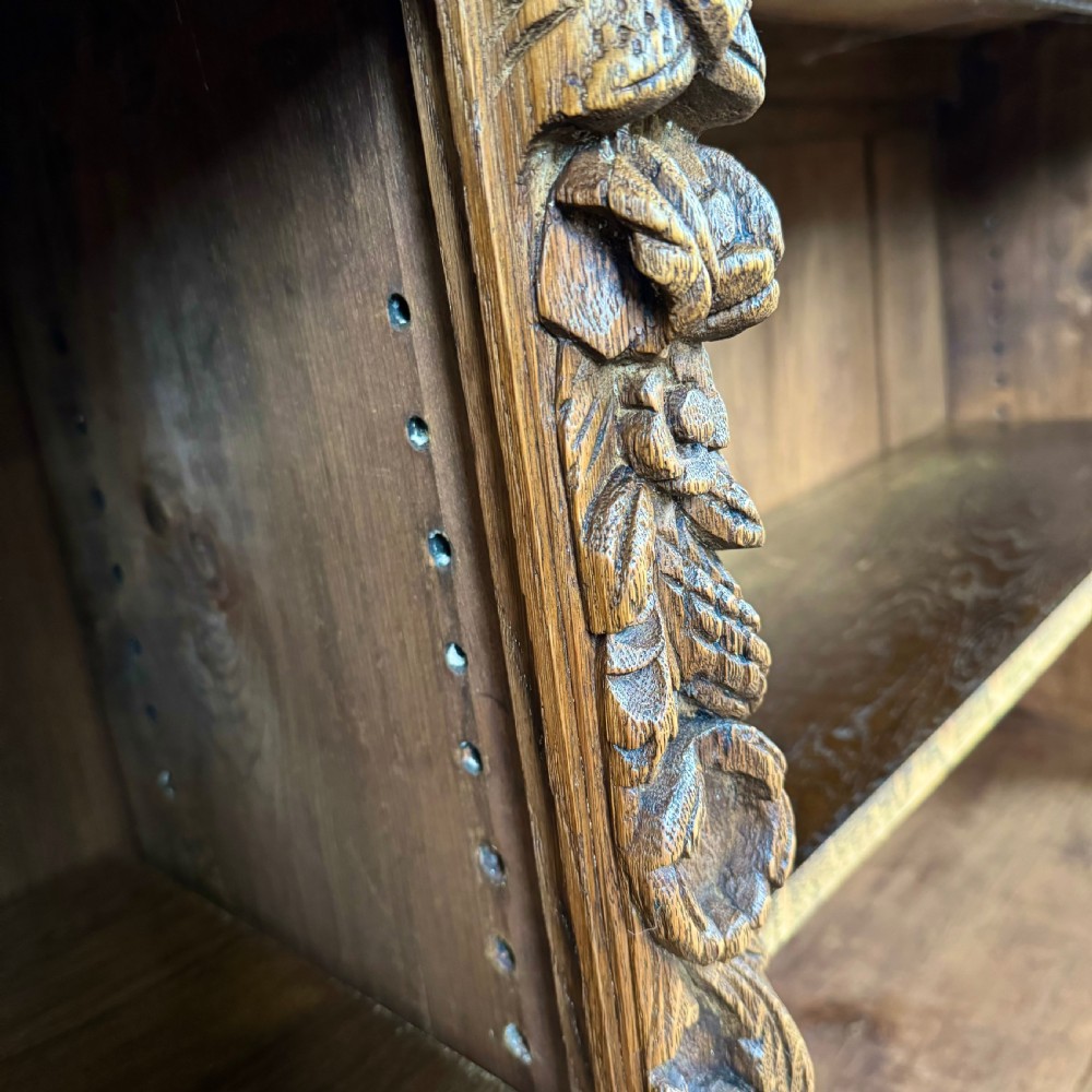 Antique 19th Century Large Carved Oak Bookcase View XI