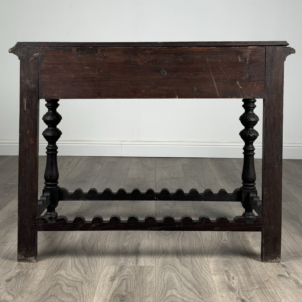  Antique 19th Century Heavily Carved Oak Console Table / Side Table 
 View VI