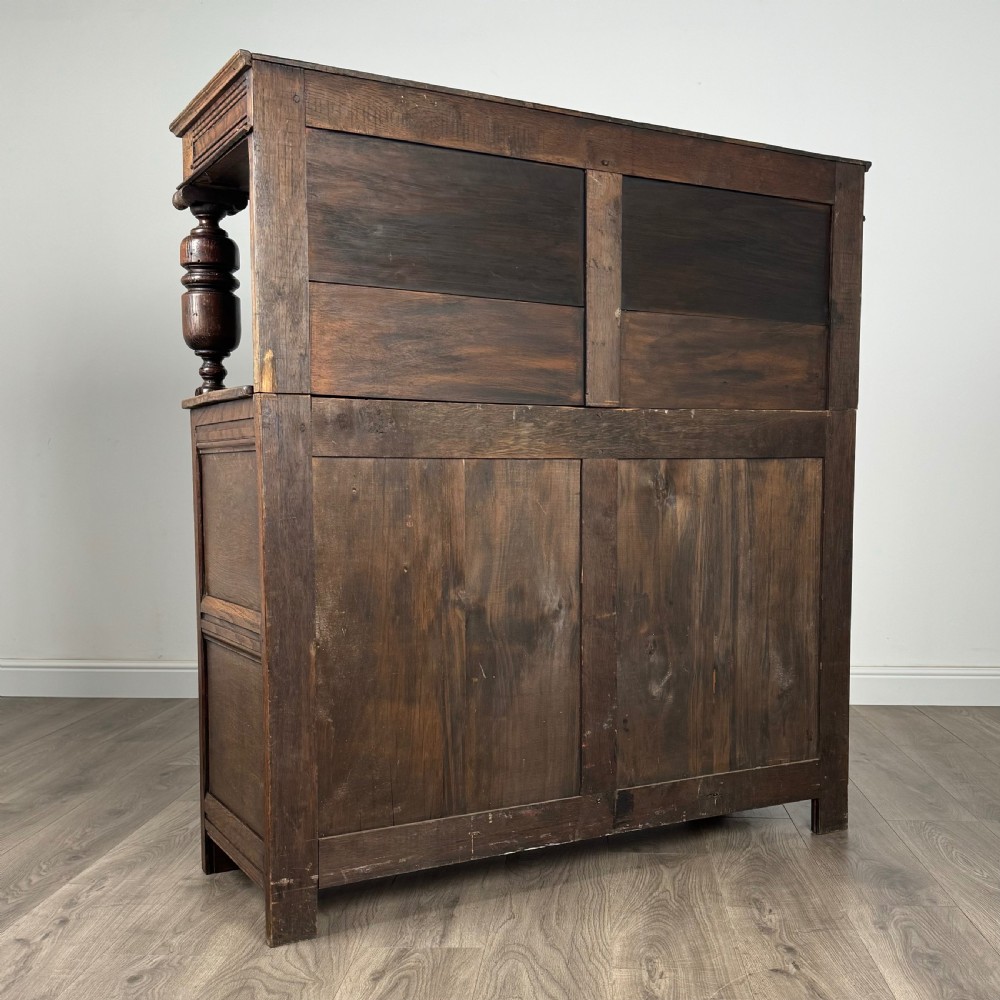 Antique 19th Century Heavily Carved Court Cupboard In Oak 
 View V