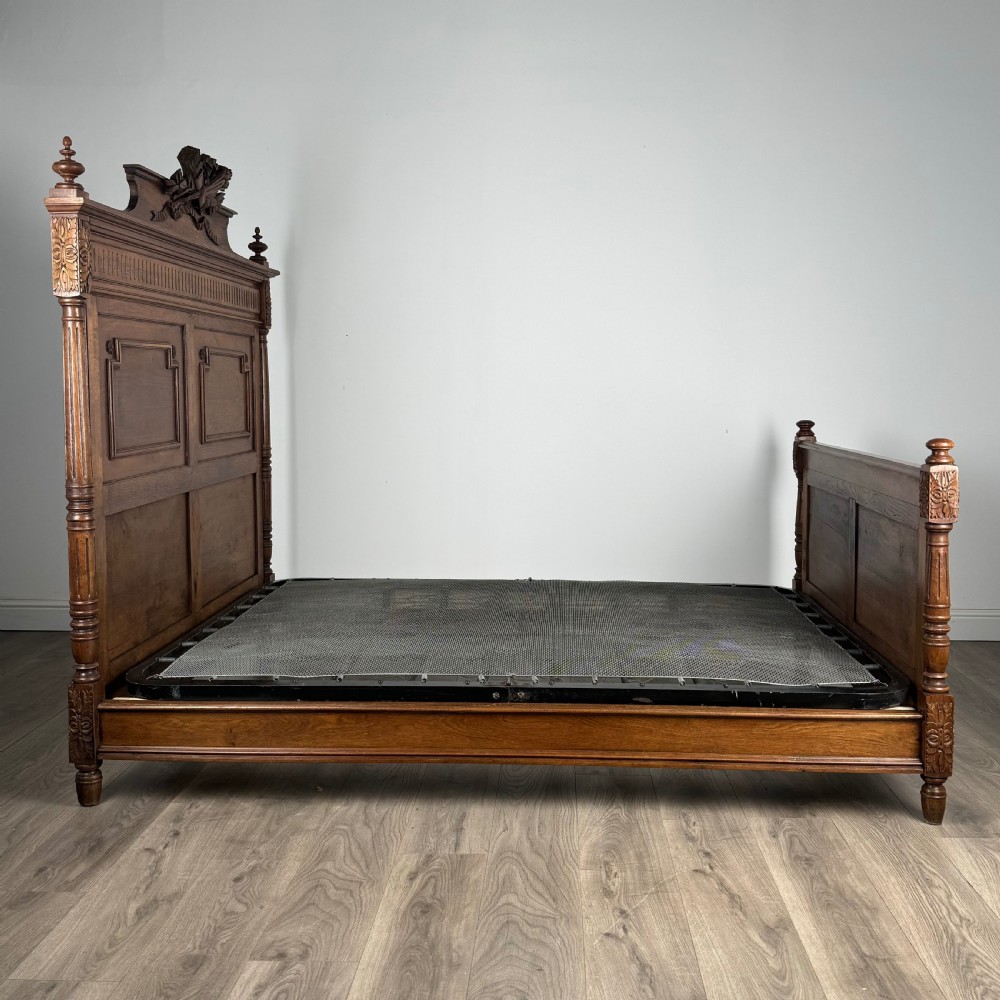  Antique 19th Century French Carved Oak Double Bed
 View IV