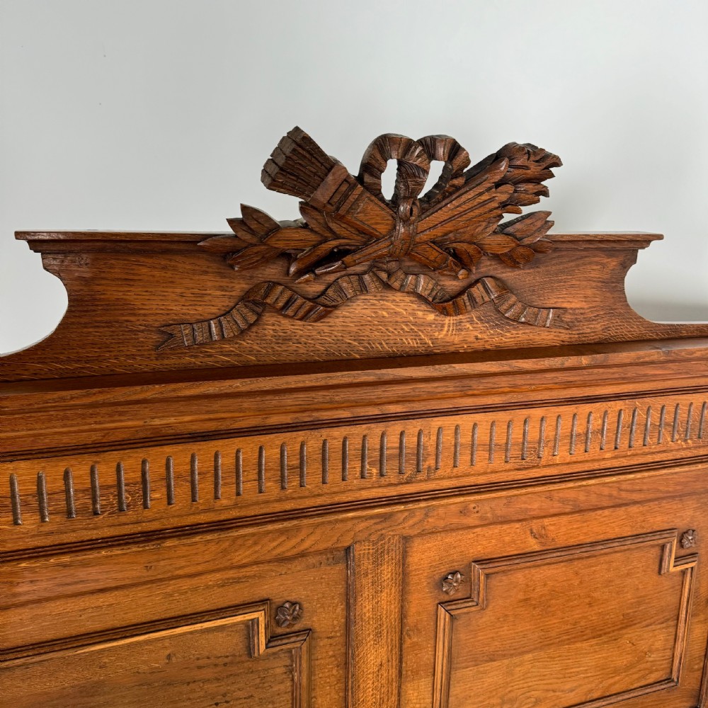  Antique 19th Century French Carved Oak Double Bed
 View IX
