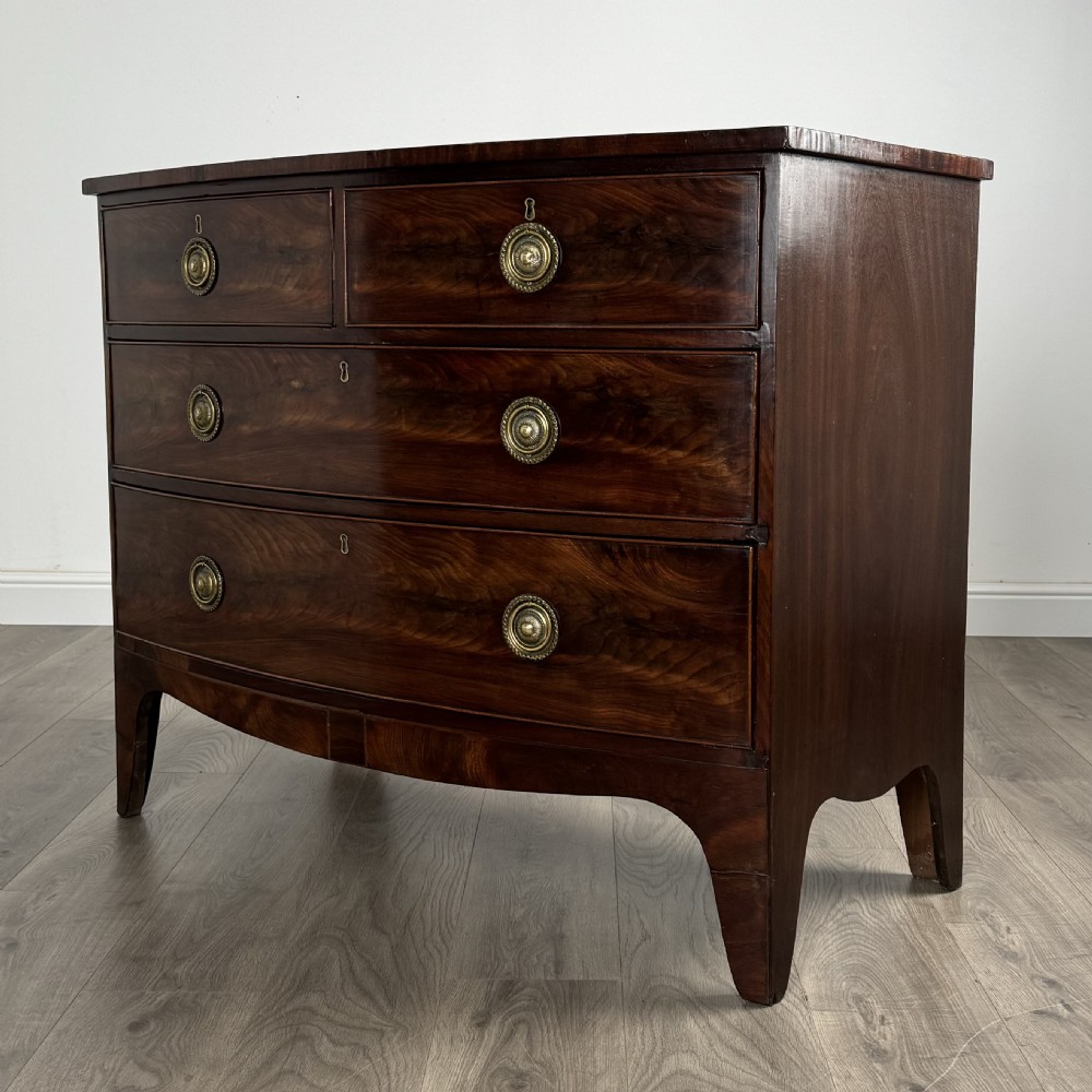  Antique 18th Century Bow Front Chest Of Drawers In Mahogany 
 View II