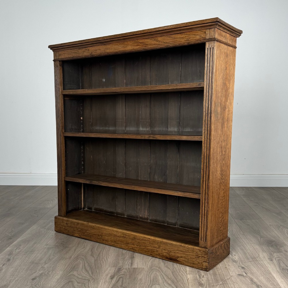  Antique 19th Century Open Bookcase In Oak  View II