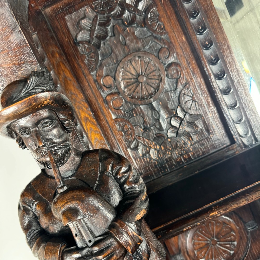 Antique 19th Century Heavily Carved Oak Mirror Back Sideboard  View XIII