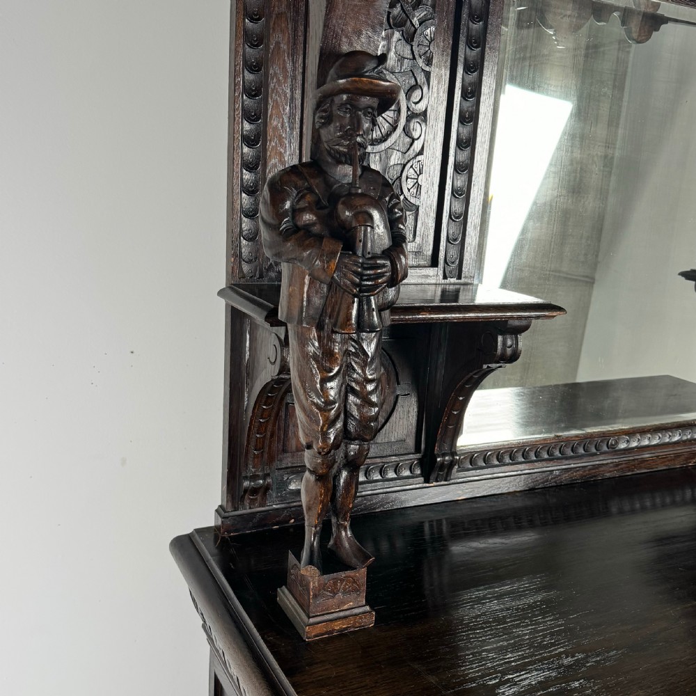 Antique 19th Century Heavily Carved Oak Mirror Back Sideboard  View XIV
