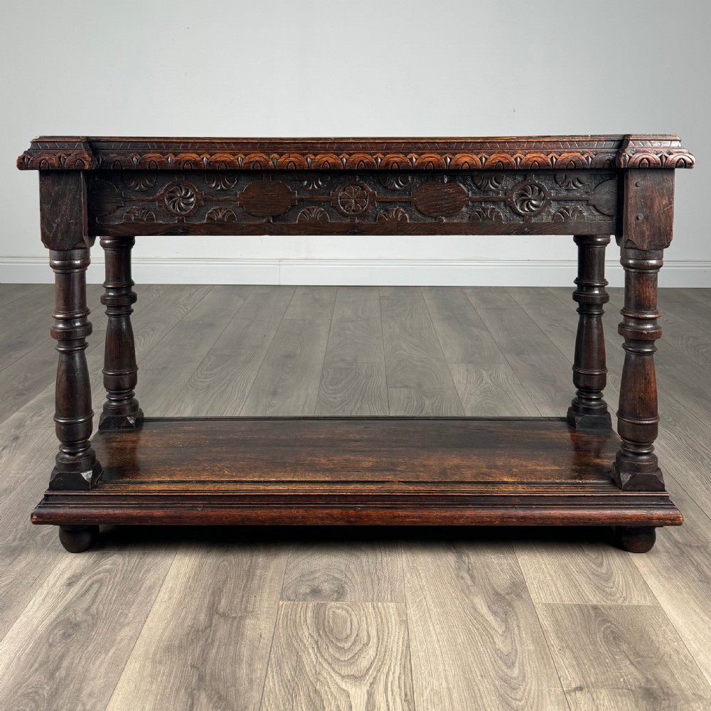 Antique 18th Century Unusual Carved Oak Console Table 