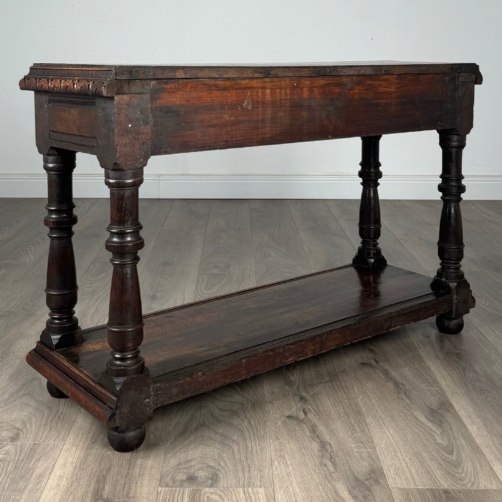 Antique 18th Century Unusual Carved Oak Console Table  View IV